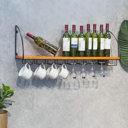 Industrial Style Wall Mounted Wine Rack Organizer - Black 100CM