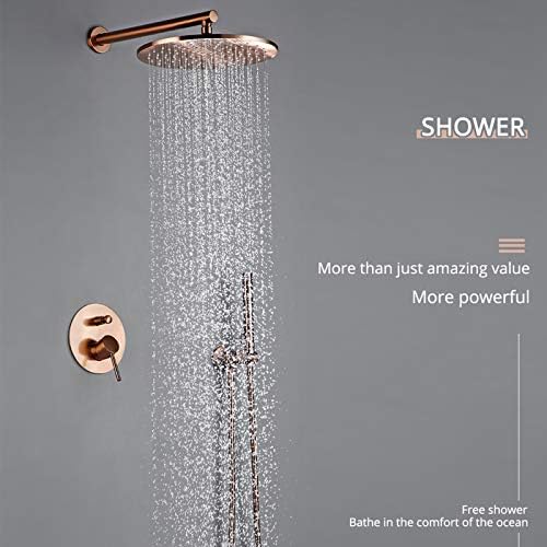 Brushed Rose Gold Rain Mixer Shower Combo Set