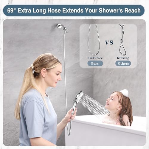 Bright Showers Handheld Shower Head with 9 Spray Settings and Power Wash
