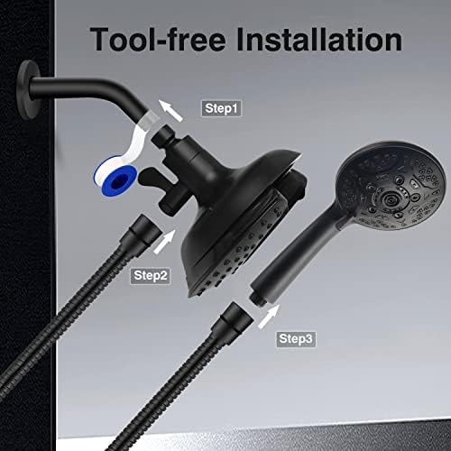 INAVAMZ 2-IN-1 Shower Head Combo with 60 Hose and 10 Settings