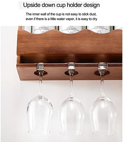 Wooden Wall-Mounted Wine Rack Display Stand with Bamboo Design