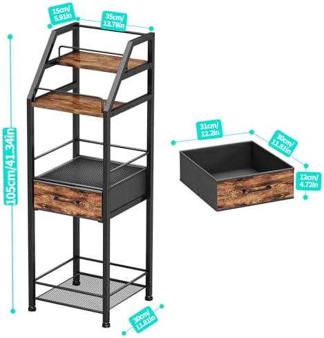 HapiRm 4-Tier Freestanding Wine Rack with Fabric Drawer