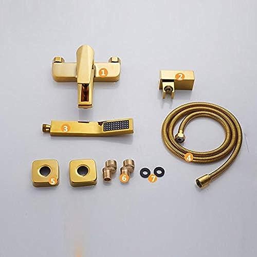 TECKI Gold Two Headed Shower Set with Rain Heads