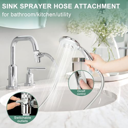 Klleyna Faucet Sprayer - Handheld Showerhead with 5 Adapters