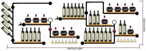 Industrial Style Wall-Mounted Wine Rack with Iron Pipe and Wood Panels