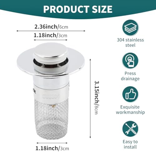 EMVANV 2pcs Sink Drain Strainer with Hair Catcher