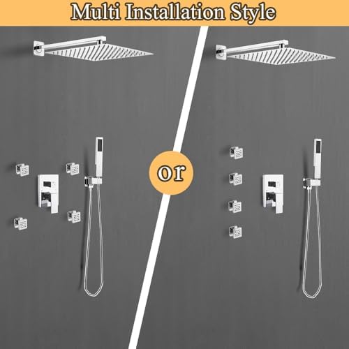 Shower Faucet Set with Body Jets Polished Chrome