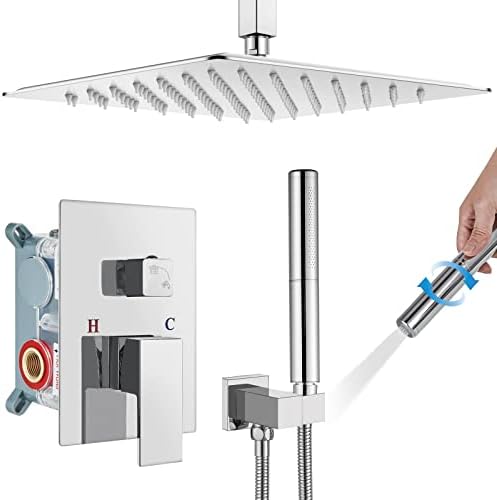 Gotonovo Chrome Polished Ceiling Mount Shower Faucet Set