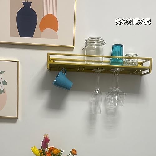 Wall Mount Floating Wine Rack - 6080100cm BlackWhiteGold
