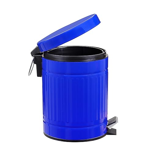 5L Round Step Pet Trash with Lid Mini Metal Pedal Bin