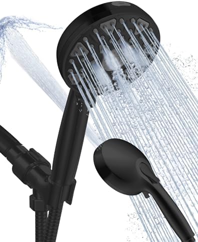BOWGER High Pressure Handheld Shower Head with 7 Modes - Matt Black