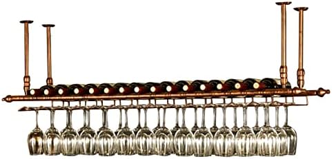 Ceiling Hanging Bar Wine Rack with Glass Holder
