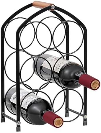 Tocemei 6-Bottle Tabletop Wine Rack Black