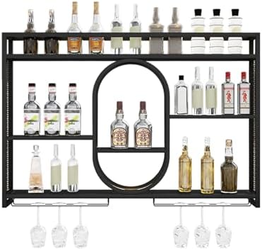 JIAOCKJIAO Wall Wine Rack with 3 Tiers Large Capacity Industrial Style Black 393in