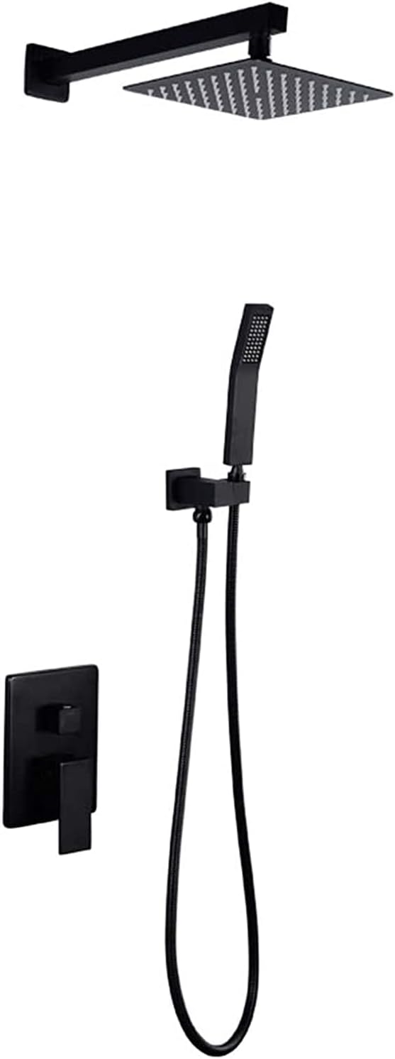 Black Rainfall Shower System with Handheld and Rain Head