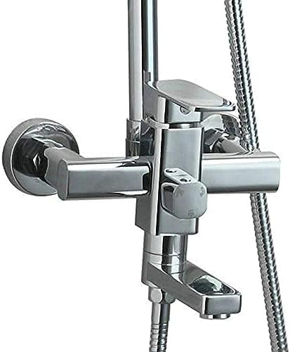TECKI Chrome 8 Inch Rainfall Handheld Shower Faucet Set with Plastic Hand Shower