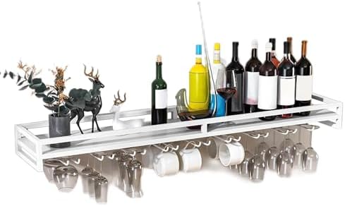 Wall Mounted Wine Rack with 9 Rows of Hooks