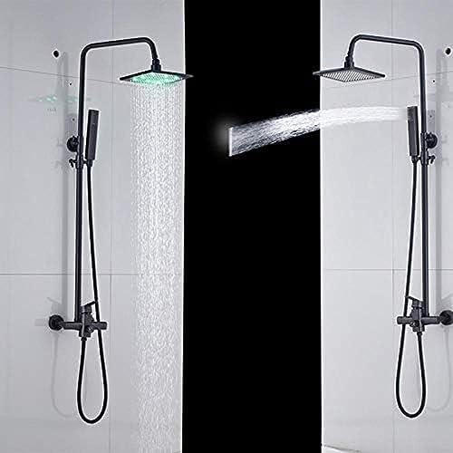 TECKI Shower Faucet with LED and Handheld Rainfall Head Set
