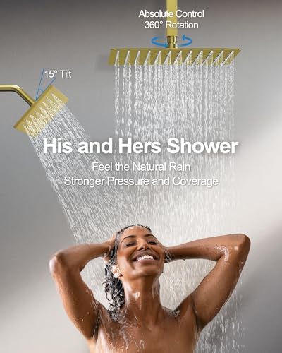 GRANDJOY Brushed Gold Thermostatic Shower System