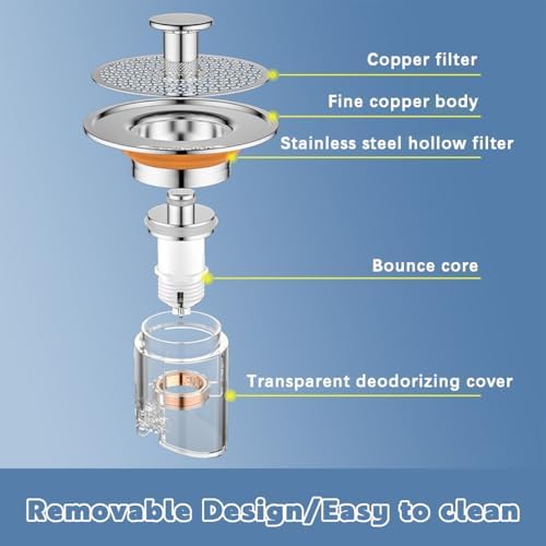 Eptaufty Bathroom Sink Drain Strainer with Spring Core 1