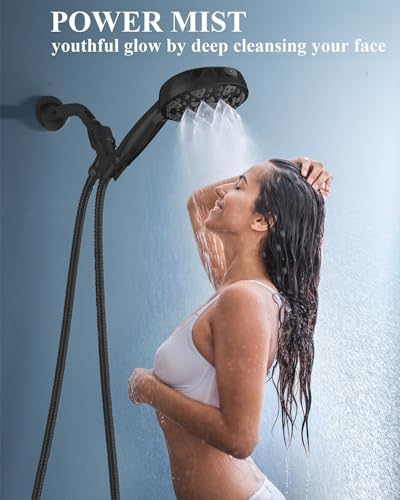 BOWGER High Pressure Handheld Shower Head with 7 Modes - Matt Black