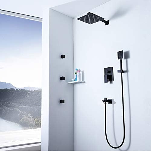 Rain Shower System with 10 Inch Square Head and Body Jets