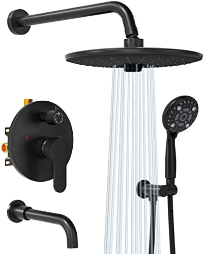 SR SUN RISE 10 Inches Matte Black Wall Mounted Shower System 1