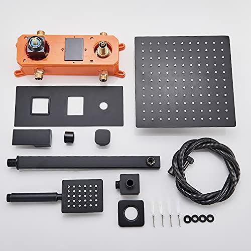 Wall Mounted Matte Black Shower Combo Set with LED Digital Display