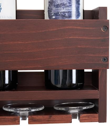 Modern Wall-Mounted Wine Rack with Cup Holder
