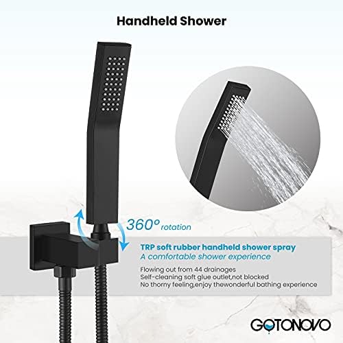 Gotonovo 10 Inch Rain Shower Faucet System with Matte Black Finish