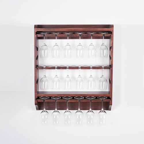 18 Bottle Wall Wine Rack with 12 Glass Holder