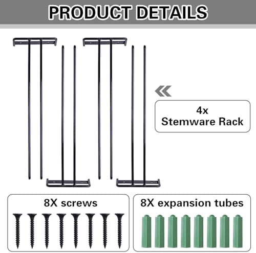 118 Inch Wine Glass Rack Set of 4 Metal Holder