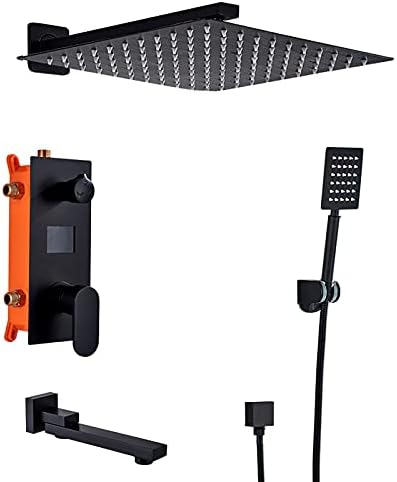 Wall Mounted Matte Black Shower Combo Set with Digital Display 1