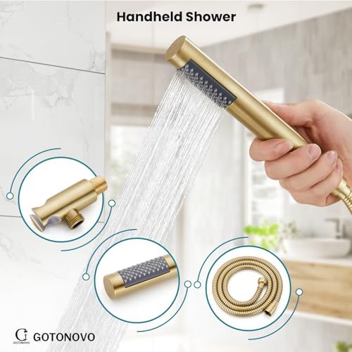 gotonovo Round Rain Showerhead with Handheld Spray and Rough In Valve