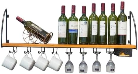 Industrial Style Wall Mounted Wine Rack Organizer - Black 100CM