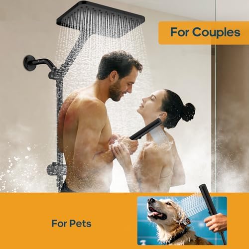 Hombeter Dual Shower Head Combo Matte Black