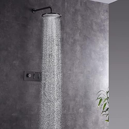 White Wall Mounted Shower Faucet Set with Rain and Handheld Heads