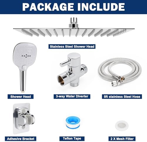 NearMoon Handheld Shower Head with 12 Inch Hose and 3 Spray Settings
