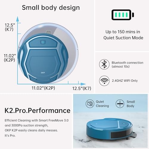 OKP Robot Vacuum Cleaner K2-Pro with WiFi and Alexa