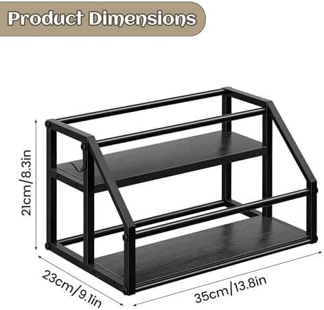 Homedawn Coffee Syrup 2-Tier Rack Organizer Black