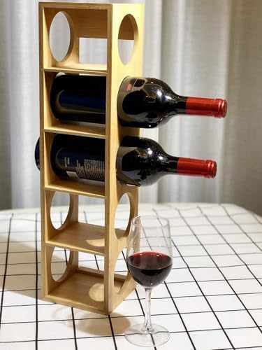 HYGRAD Bamboo Wall Mounted Wine Rack 5 Bottle