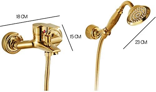 Contemporary Gold Wall Mounted Shower Set with Handheld