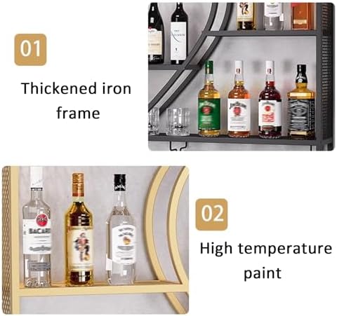 JKGHK 4-Layer Wall Wine Rack with Glass Holder