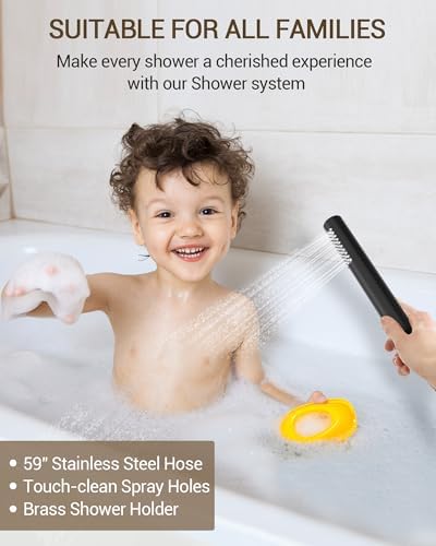 YAWWALK 2-Spray Wall Mount Dual Handheld Shower Head in Matte Black