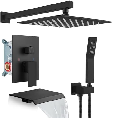Gotonovo 10 Inch Rain Shower Faucet System with Matte Black Finish
