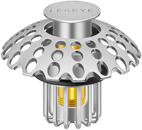 LEKEYE Bathroom Sink Stopper with Hair Catcher - Pearl Chrome
