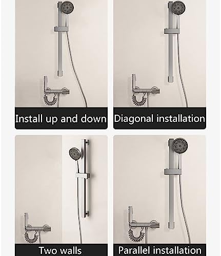 Piano Key Bathtub Faucet Set with 3 Functions Gray