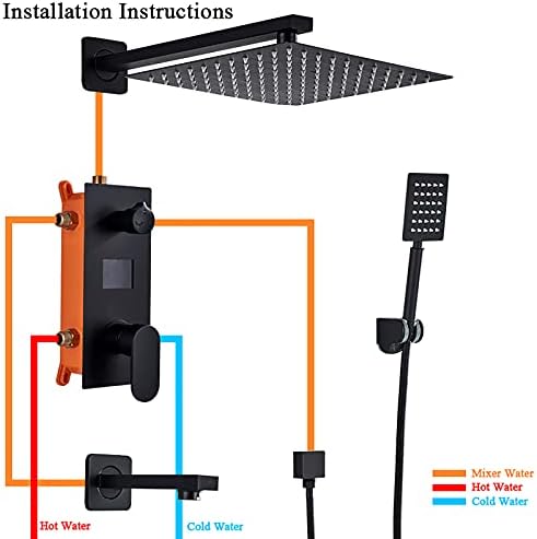 Wall Mounted Matte Black Shower Combo Set with Digital Display 1