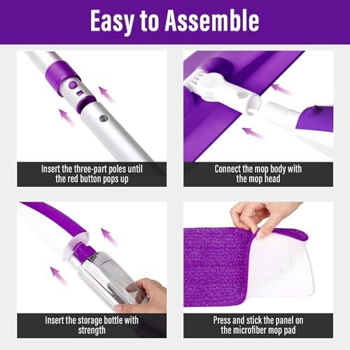 Panda Grip Spray Mop with Refillable Bottle and Microfiber Pads