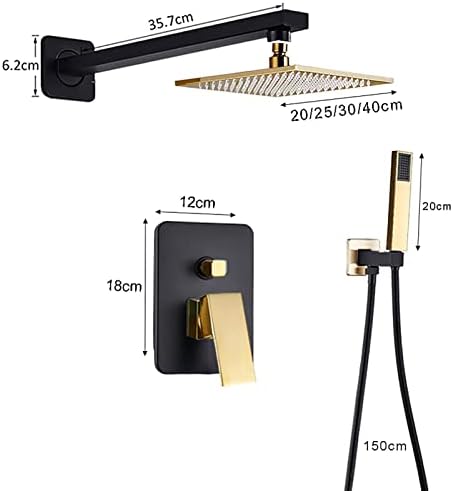 Black Gold Rain Shower System with Handheld 1
